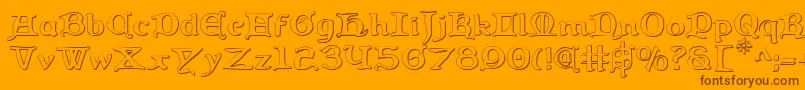 Queencountry3D-Schriftart – Braune Schriften auf orangefarbenem Hintergrund