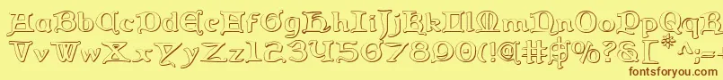 Queencountry3D Font – Brown Fonts on Yellow Background