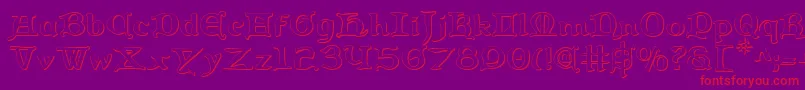 フォントQueencountry3D – 紫の背景に赤い文字