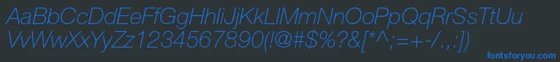HelveticaneueltstdThit Font – Blue Fonts on Black Background