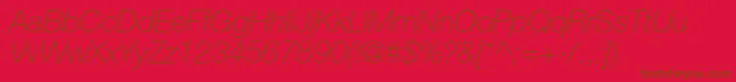 HelveticaneueltstdThit Font – Brown Fonts on Red Background