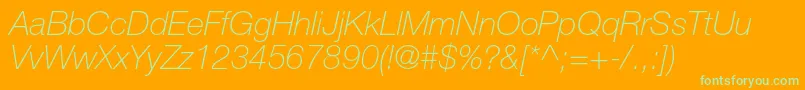 HelveticaneueltstdThit Font – Green Fonts on Orange Background