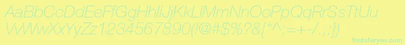 HelveticaneueltstdThit Font – Green Fonts on Yellow Background