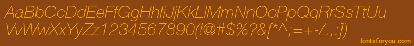 HelveticaneueltstdThit Font – Orange Fonts on Brown Background