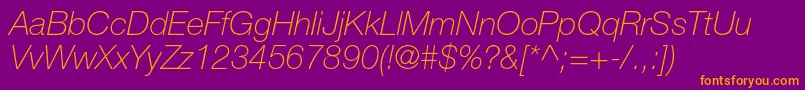 HelveticaneueltstdThit Font – Orange Fonts on Purple Background