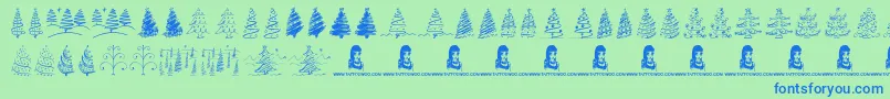 ChristmasTreesCelebration Font – Blue Fonts on Green Background