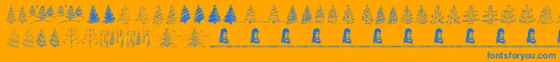 fuente ChristmasTreesCelebration – Fuentes Azules Sobre Fondo Naranja