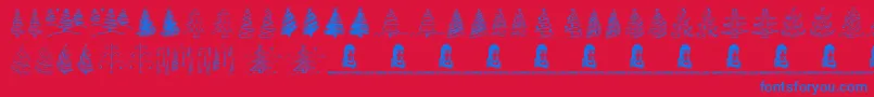 Шрифт ChristmasTreesCelebration – синие шрифты на красном фоне