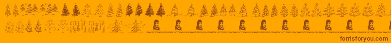 ChristmasTreesCelebration Font – Brown Fonts on Orange Background