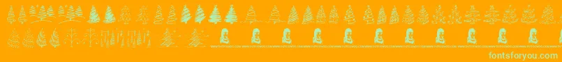 ChristmasTreesCelebration-Schriftart – Grüne Schriften auf orangefarbenem Hintergrund