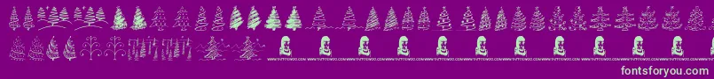 Fonte ChristmasTreesCelebration – fontes verdes em um fundo violeta