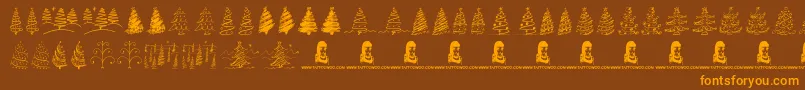 ChristmasTreesCelebration Font – Orange Fonts on Brown Background