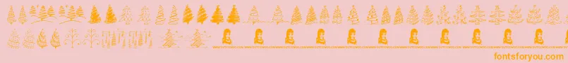 ChristmasTreesCelebration-Schriftart – Orangefarbene Schriften auf rosa Hintergrund