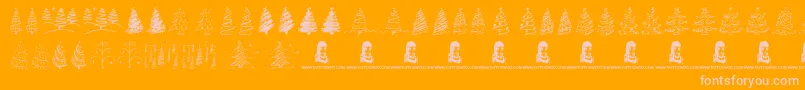 Lisätietoja ChristmasTreesCelebration-fontista ChristmasTreesCelebration-fontti – vaaleanpunaiset fontit oranssilla taustalla