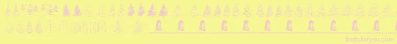 ChristmasTreesCelebration Font – Pink Fonts on Yellow Background