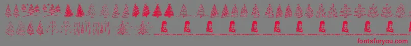 ChristmasTreesCelebration Font – Red Fonts on Gray Background