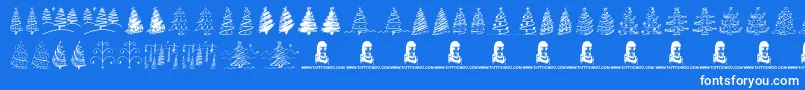 ChristmasTreesCelebration Font – White Fonts on Blue Background