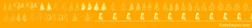 ChristmasTreesCelebration-fontti – keltaiset fontit oranssilla taustalla