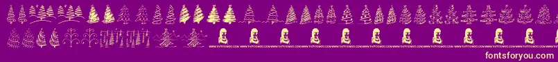 ChristmasTreesCelebration Font – Yellow Fonts on Purple Background