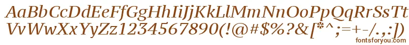 PtSerifCaptionItalic-fontti – ruskeat fontit valkoisella taustalla