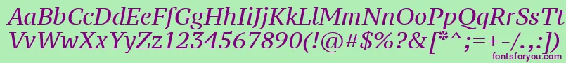 フォントPtSerifCaptionItalic – 緑の背景に紫のフォント