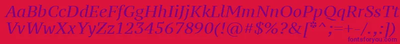 Czcionka PtSerifCaptionItalic – fioletowe czcionki na czerwonym tle