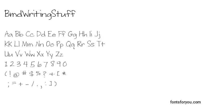 Шрифт BmdWritingStuff – алфавит, цифры, специальные символы