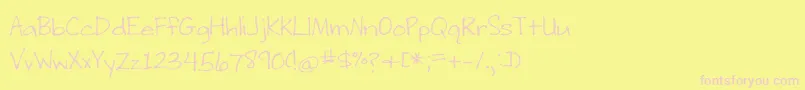 BmdWritingStuff Font – Pink Fonts on Yellow Background