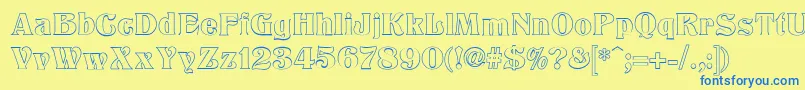 TitaniaOutline Font – Blue Fonts on Yellow Background