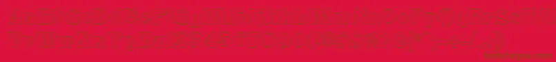 TitaniaOutline-Schriftart – Braune Schriften auf rotem Hintergrund
