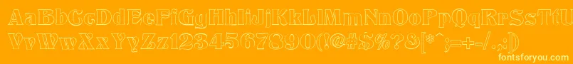 TitaniaOutline-Schriftart – Gelbe Schriften auf orangefarbenem Hintergrund