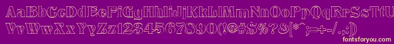 TitaniaOutline-Schriftart – Gelbe Schriften auf violettem Hintergrund