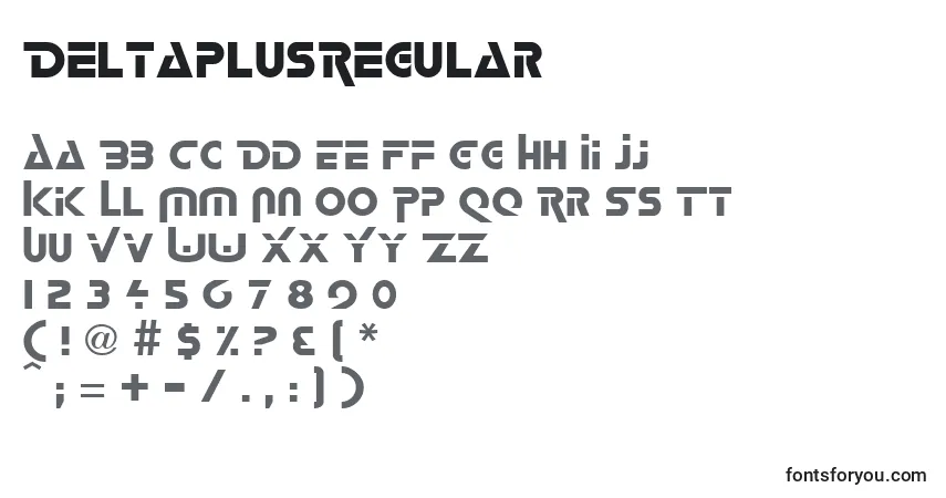 Czcionka DeltaplusRegular – alfabet, cyfry, specjalne znaki