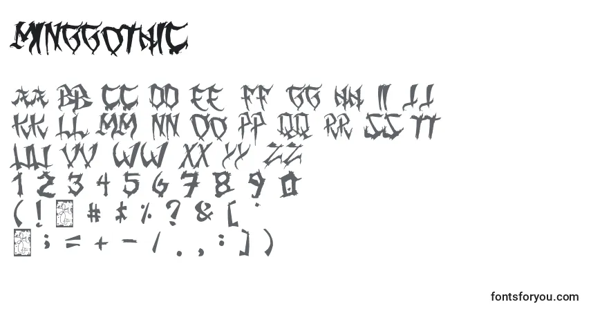 Fuente MingGothic - alfabeto, números, caracteres especiales
