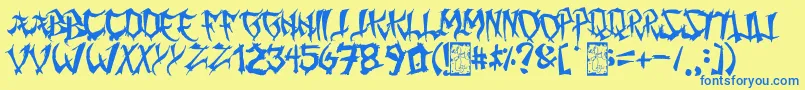 MingGothic Font – Blue Fonts on Yellow Background