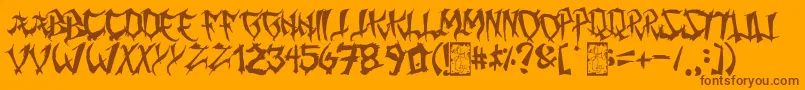 Fonte MingGothic – fontes marrons em um fundo laranja