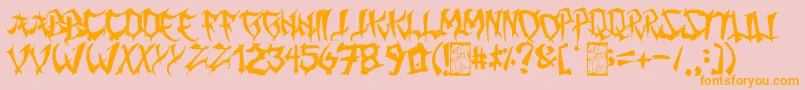 MingGothic-Schriftart – Orangefarbene Schriften auf rosa Hintergrund