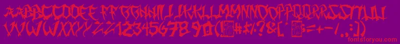 Czcionka MingGothic – czerwone czcionki na fioletowym tle