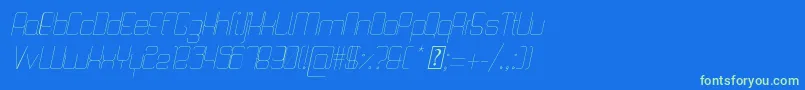 フォントQuattroThinItalic – 青い背景に緑のフォント