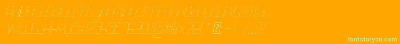 Fonte QuattroThinItalic – fontes verdes em um fundo laranja