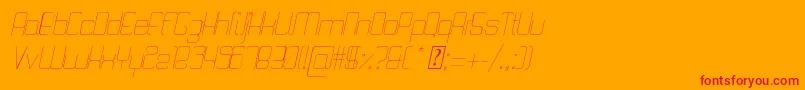 QuattroThinItalic-Schriftart – Rote Schriften auf orangefarbenem Hintergrund