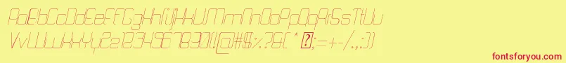 フォントQuattroThinItalic – 赤い文字の黄色い背景