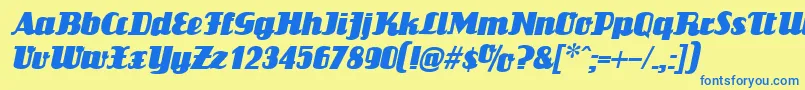 LouisianneItalic Font – Blue Fonts on Yellow Background