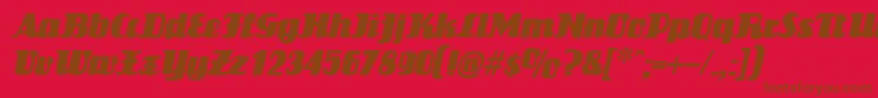 LouisianneItalic-Schriftart – Braune Schriften auf rotem Hintergrund