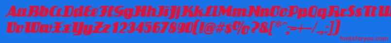 LouisianneItalic-Schriftart – Rote Schriften auf blauem Hintergrund