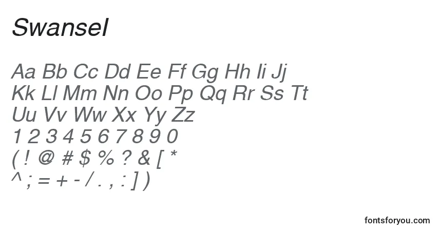 Czcionka SwanseI – alfabet, cyfry, specjalne znaki