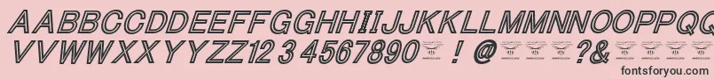 Fonte ThacoolkidzBlackitalic – fontes pretas em um fundo rosa