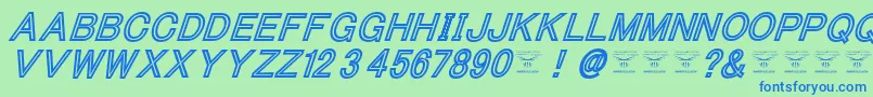 ThacoolkidzBlackitalic Font – Blue Fonts on Green Background