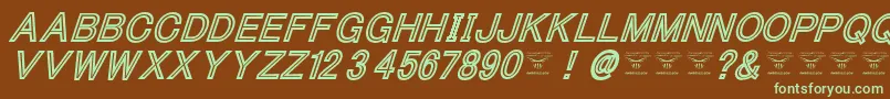Czcionka ThacoolkidzBlackitalic – zielone czcionki na brązowym tle