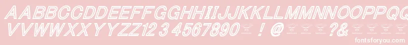 Fonte ThacoolkidzBlackitalic – fontes brancas em um fundo rosa